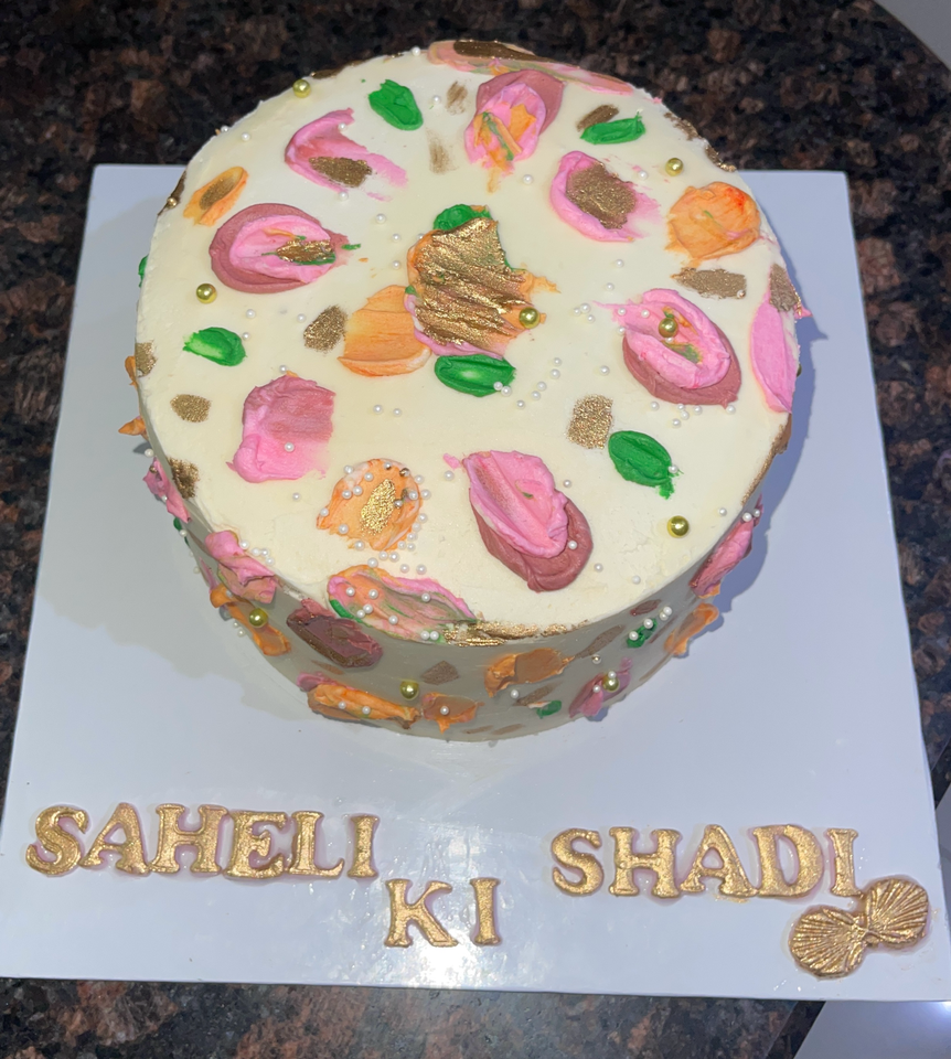 Floral painted cake Saheli Ki Shadi - Delice Bakes Lahore